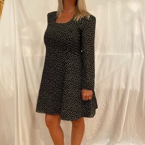 Black w/beige dots Fitted Flare W/ raised collar